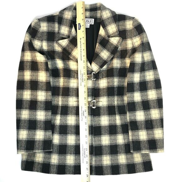 Carlisle Wool Blazer Sz 4 Plaid 90s Preppy Clueless Cher Style Toggle Closure - Picture 7 of 16